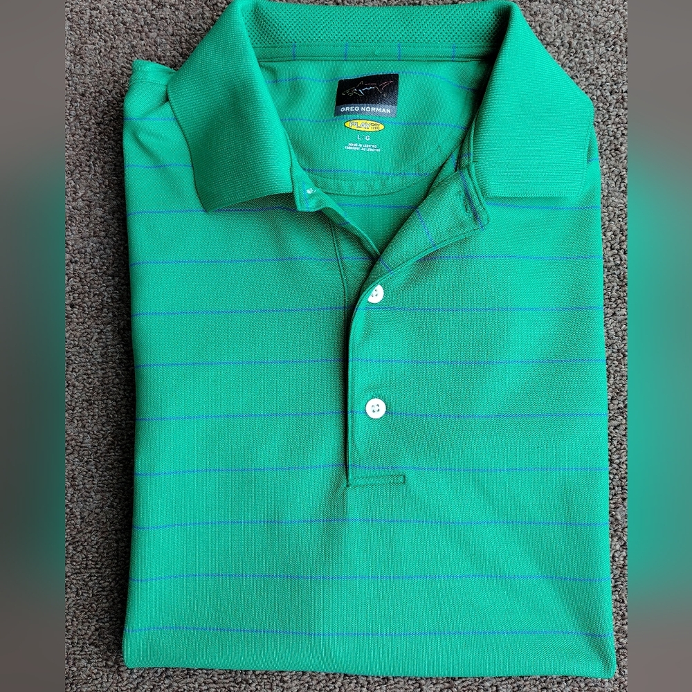 Greg Norman Play Dry Polo Shirt Men's  Size Large Green Textured Knit